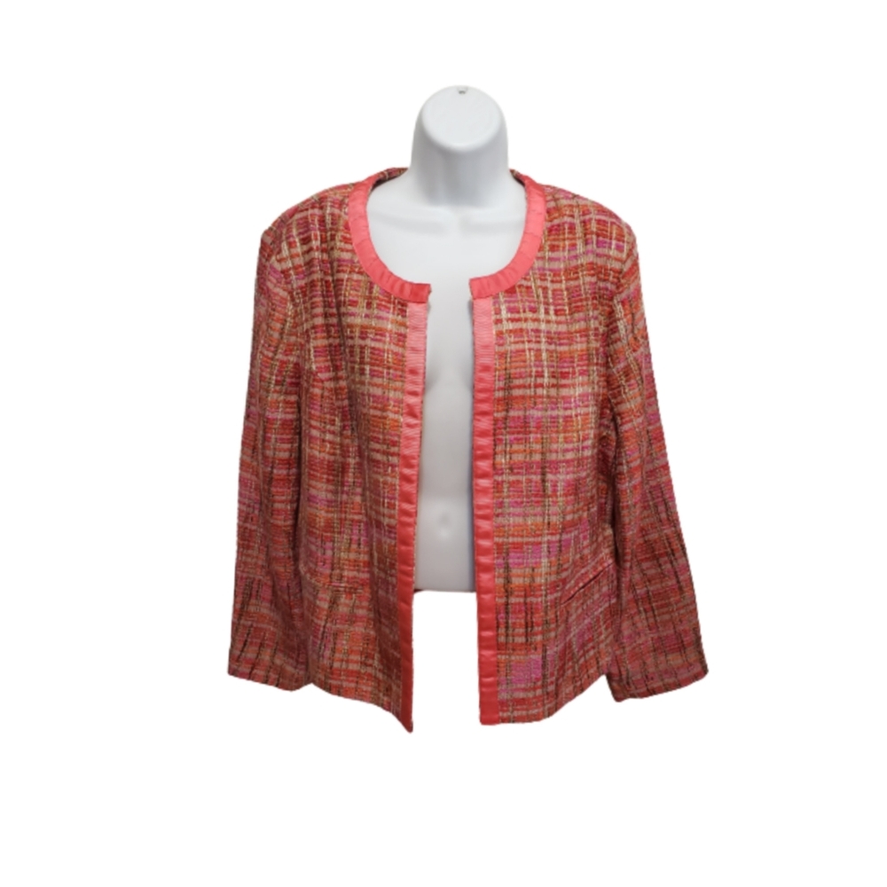 Chicos Multicolored Open Front Blazer